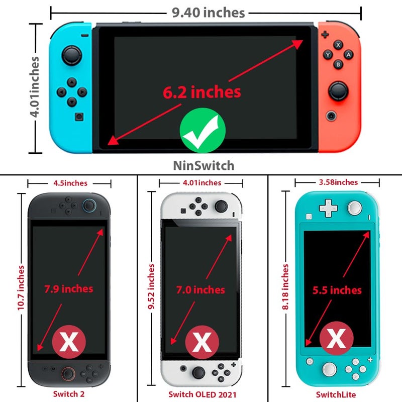 TJ's TJS 2 Pack Screen Protector Tempered Glass for Nintendo Switch Model 2017 6.2", [Works While Docking] - 0.3mm Thickness/Bubble Free/Ultra Clear/9H Hardness/Anti-Scratch/Anti-Fingerprint (Clear) - Image 2